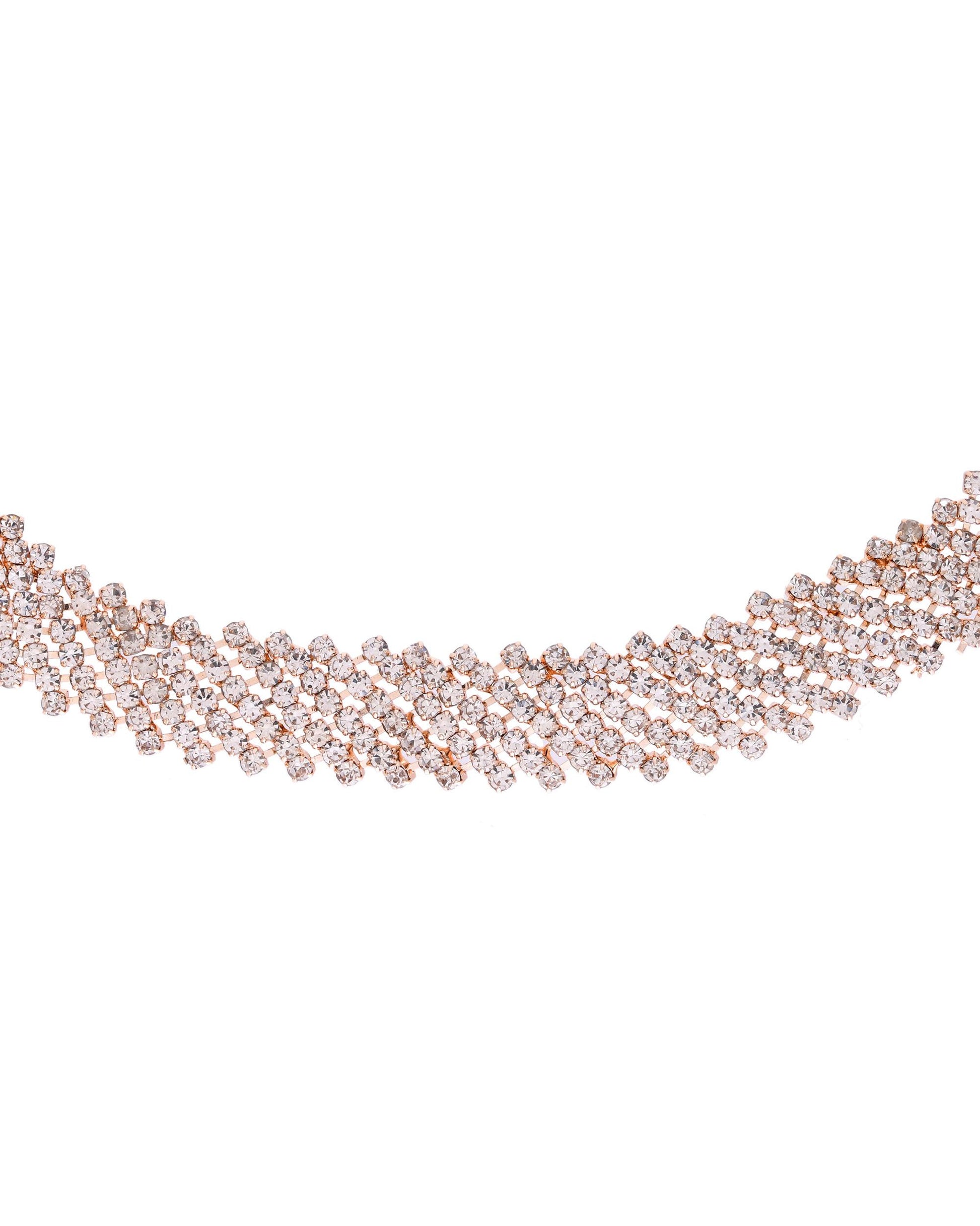 VOJ Gold-Polished Stone Studded Necklace With Earrings Set - Distacart