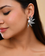 Thumbnail for VOJ Silver Plated Stainless Steel Pearl Flower Shaped Studs - Distacart