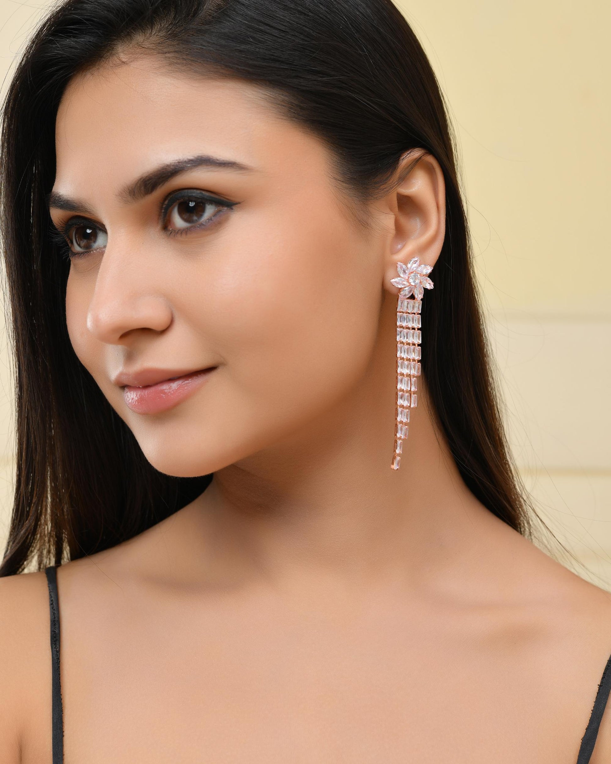 VOJ Gold-Polished Contemporary Drop Earrings - Distacart