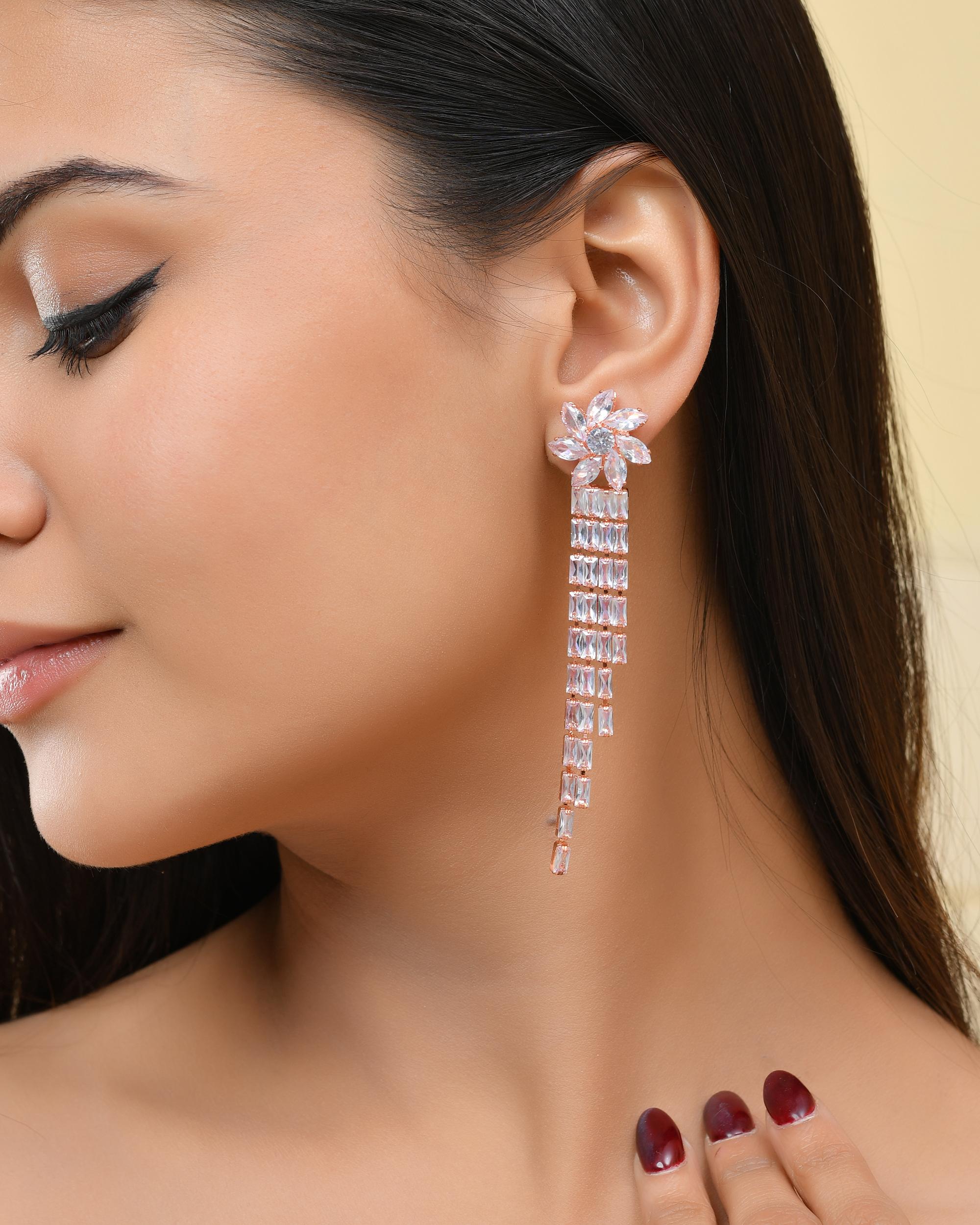 VOJ Gold-Polished Contemporary Drop Earrings - Distacart