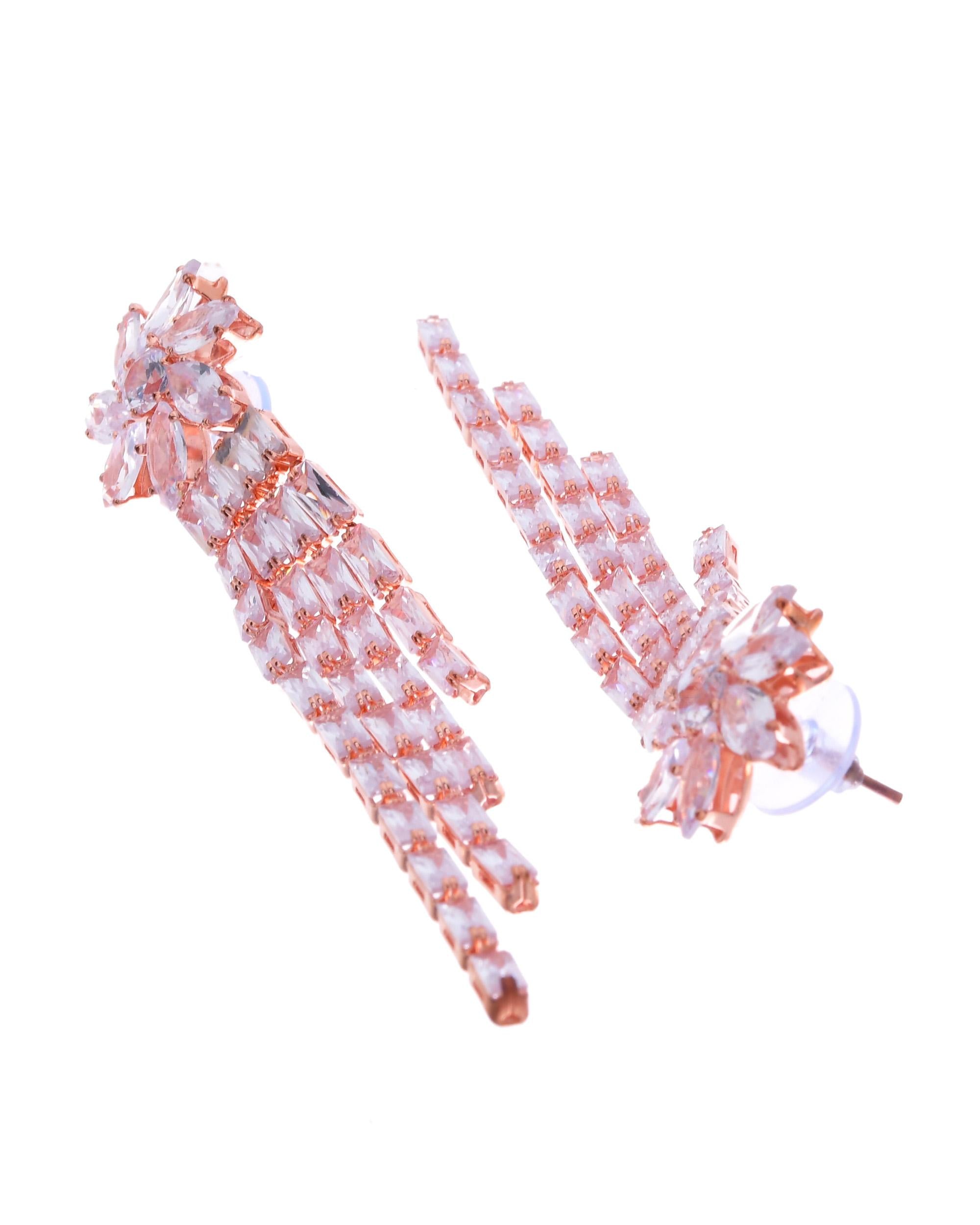 VOJ Gold-Polished Contemporary Drop Earrings - Distacart
