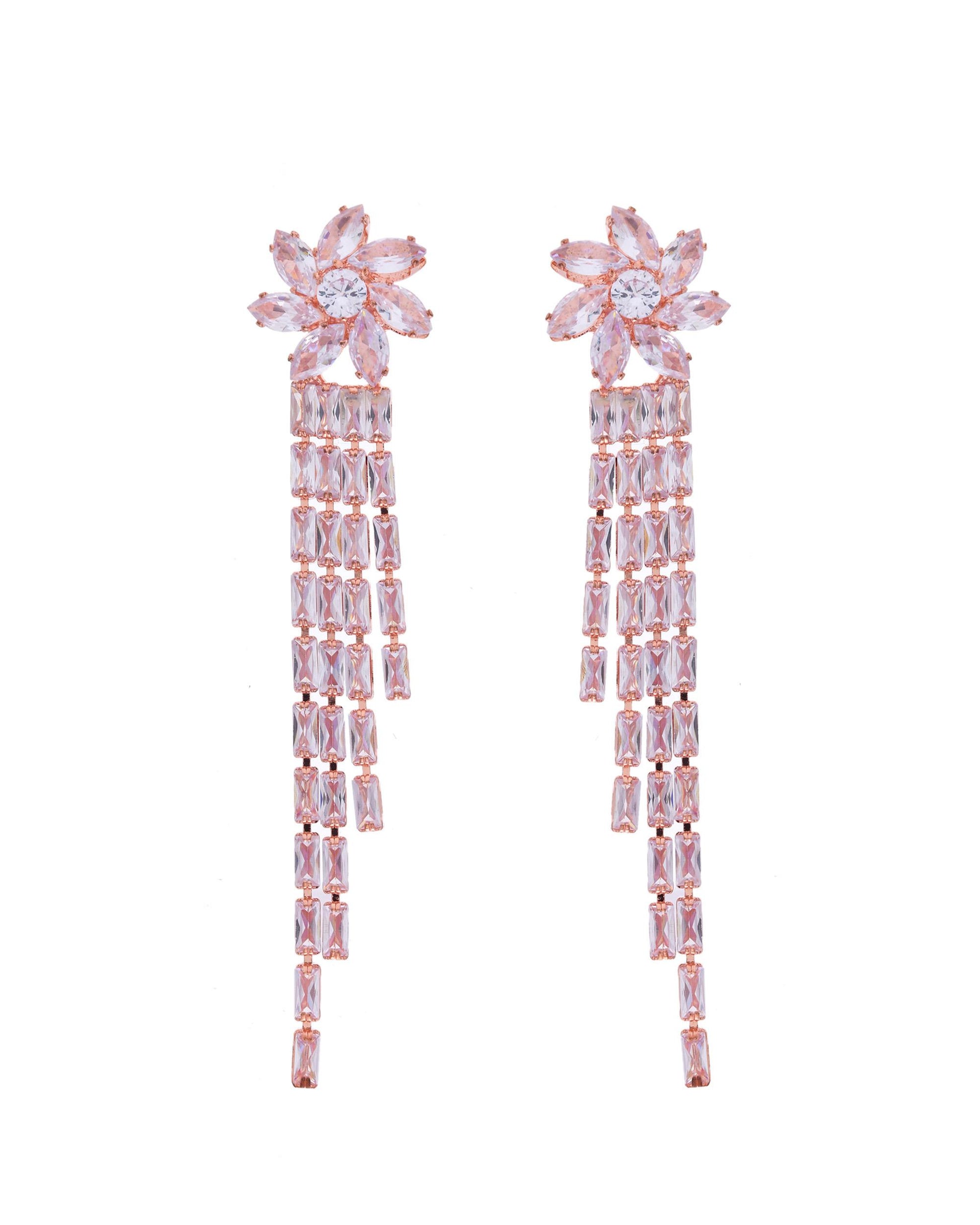 VOJ Gold-Polished Contemporary Drop Earrings - Distacart