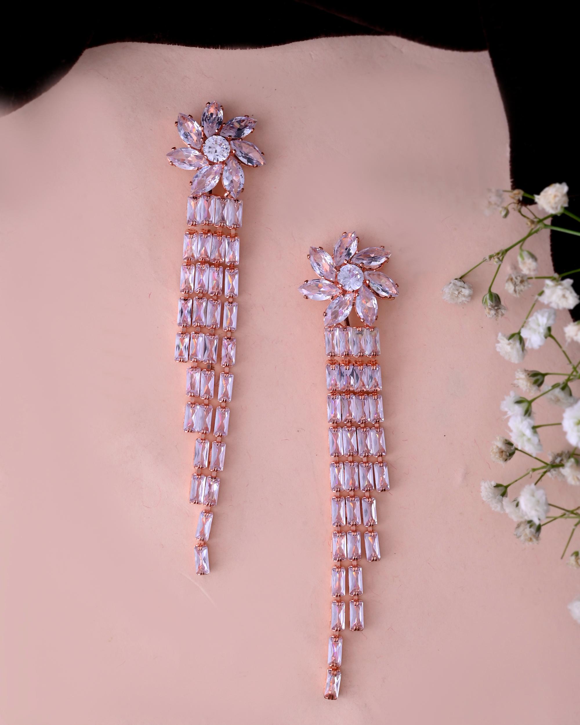 VOJ Gold-Polished Contemporary Drop Earrings - Distacart