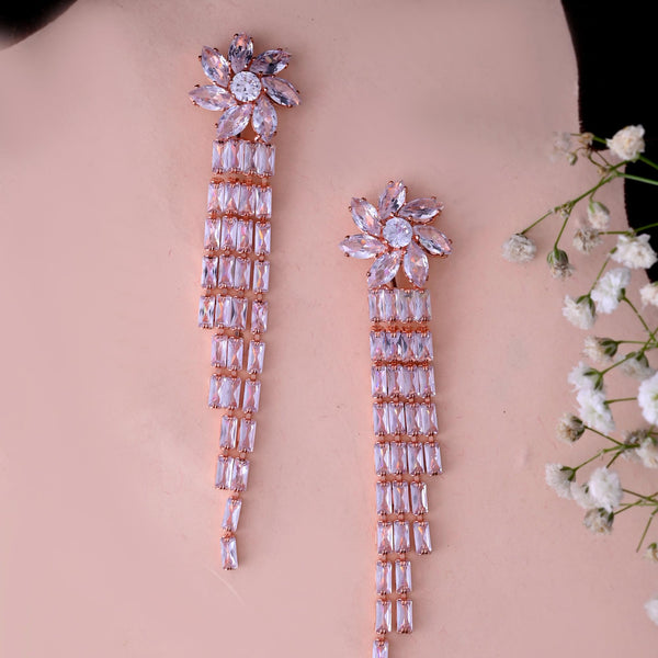VOJ Gold-Polished Contemporary Drop Earrings - Distacart