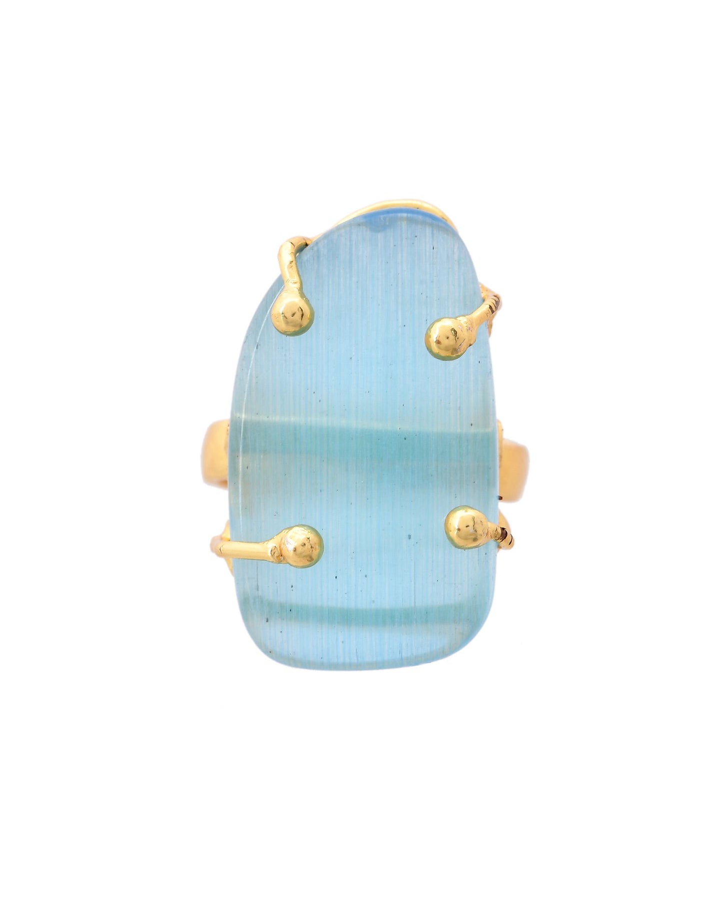 VOJ Gold-Polished Light Blue Stone Studded Ring - Distacart