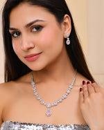 Thumbnail for VOJ Baby Pink Ad Stone Studded Silver Plated Jewellery Set - Distacart