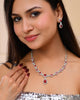 VOJ Silver Plated Red Ad Stone Studded Designer Jewellery Set - Distacart