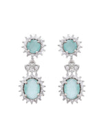 Thumbnail for VOJ Silver Plated Sea Green Ad Studded Designer Jewellery Set - Distacart