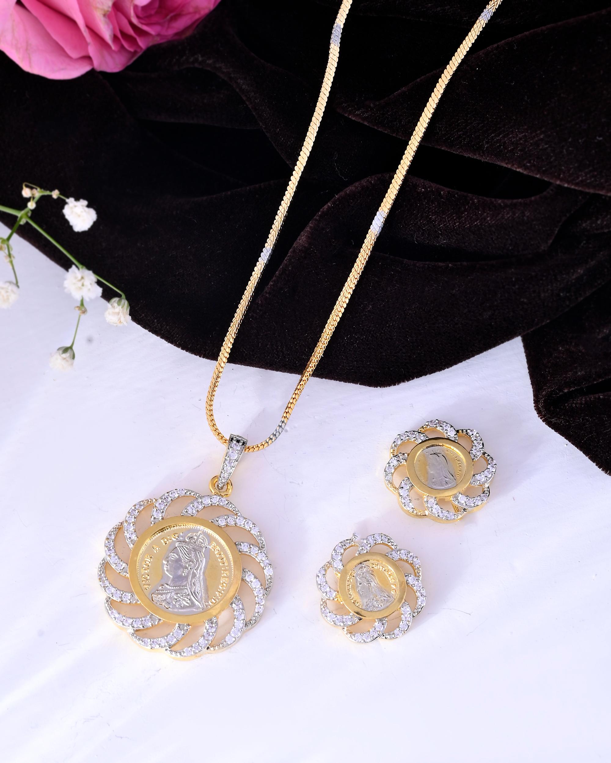 VOJ Dual Toned Ad-Studded Coin Chain Set - Distacart