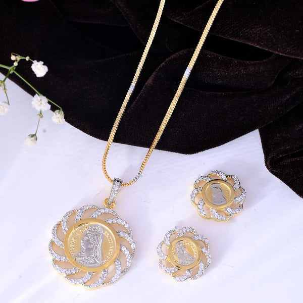 VOJ Dual Toned Ad-Studded Coin Chain Set - Distacart