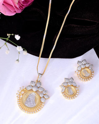 VOJ Dual Toned Ad-Studded Designer Coin Chain Set - Distacart