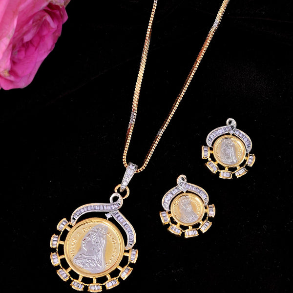 VOJ Dual Toned Ad-Studded Designer Chain Set - Distacart