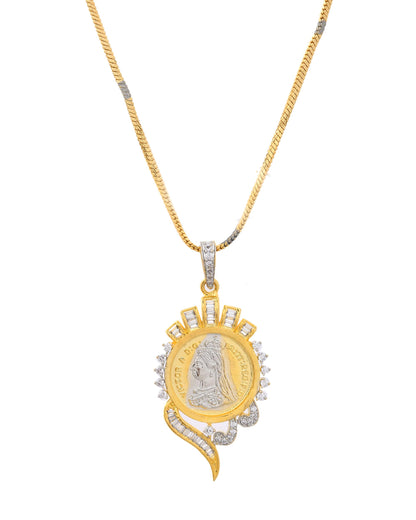 VOJ Dual Toned Ad-Studded Gold-Polished Coin Chain Set - Distacart