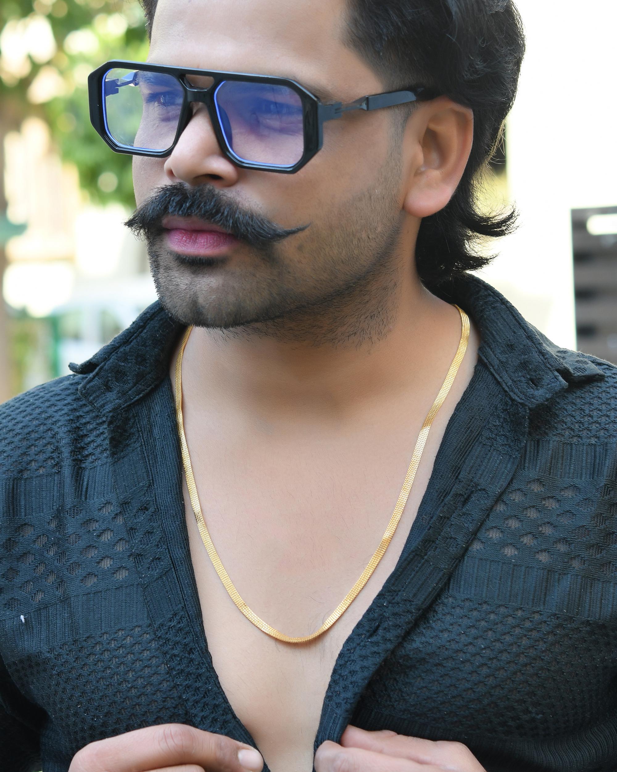 VOJ Gold-Polished Designer Box Men Chain - Distacart