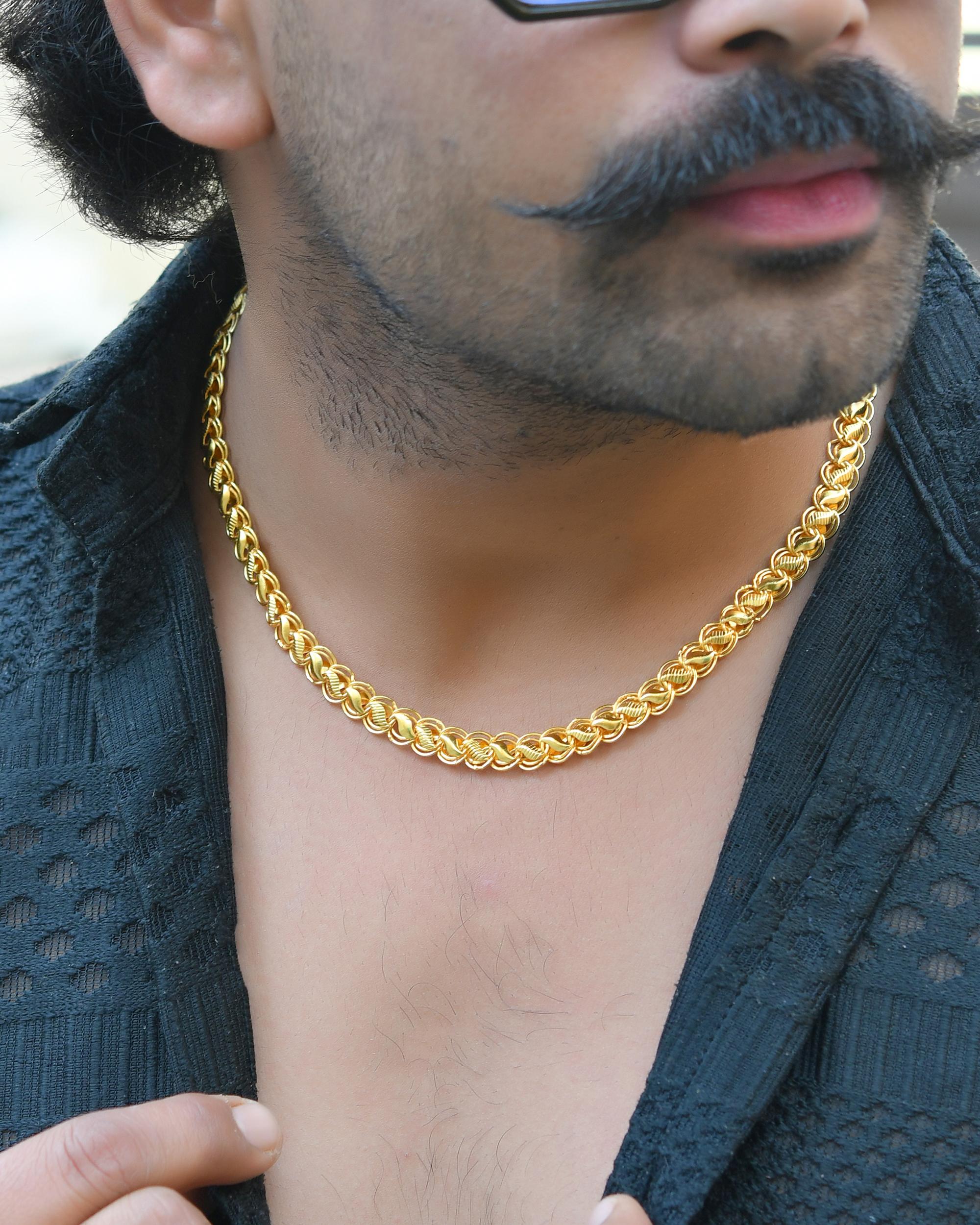 VOJ Gold-Polished Designer Men Chain - Distacart