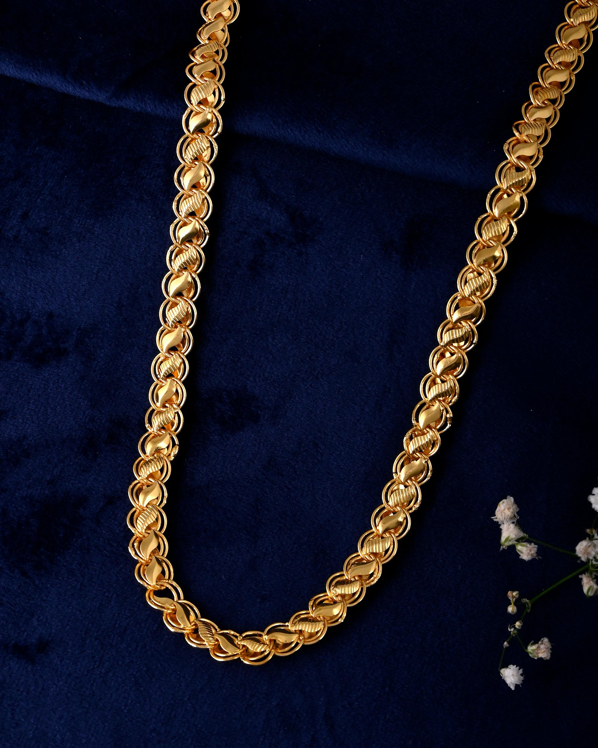 VOJ Gold-Polished Designer Men Chain - Distacart