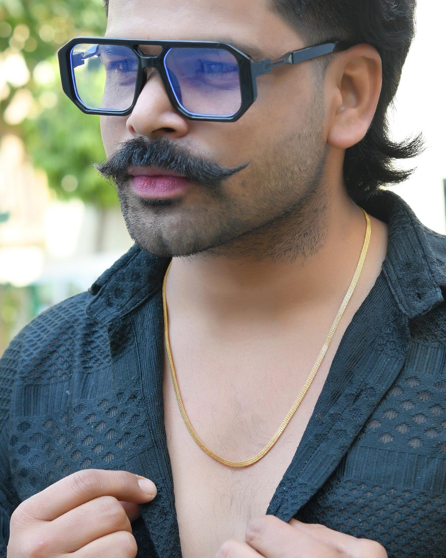 VOJ Gold-Polished Designer Box Men Chain - Distacart