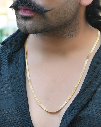 VOJ Gold-Polished Designer Box Men Chain - Distacart