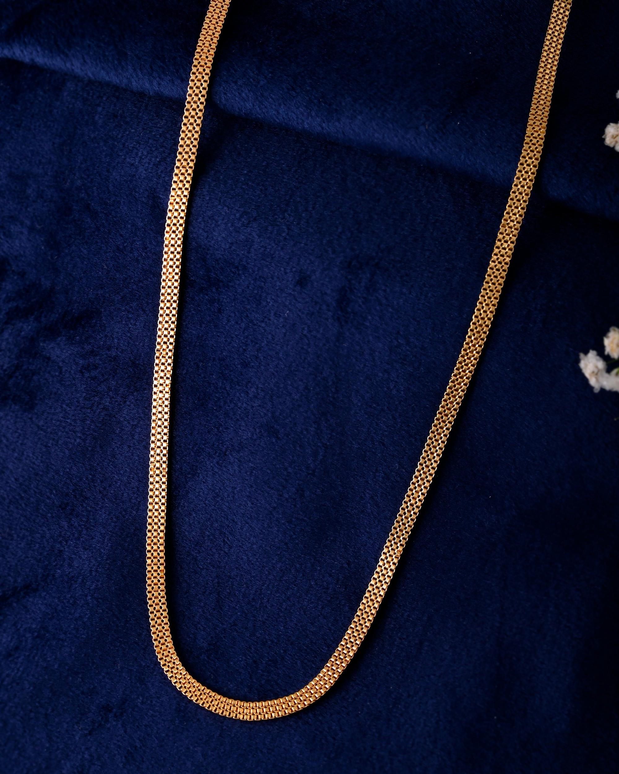 VOJ Gold-Polished Designer Box Men Chain - Distacart