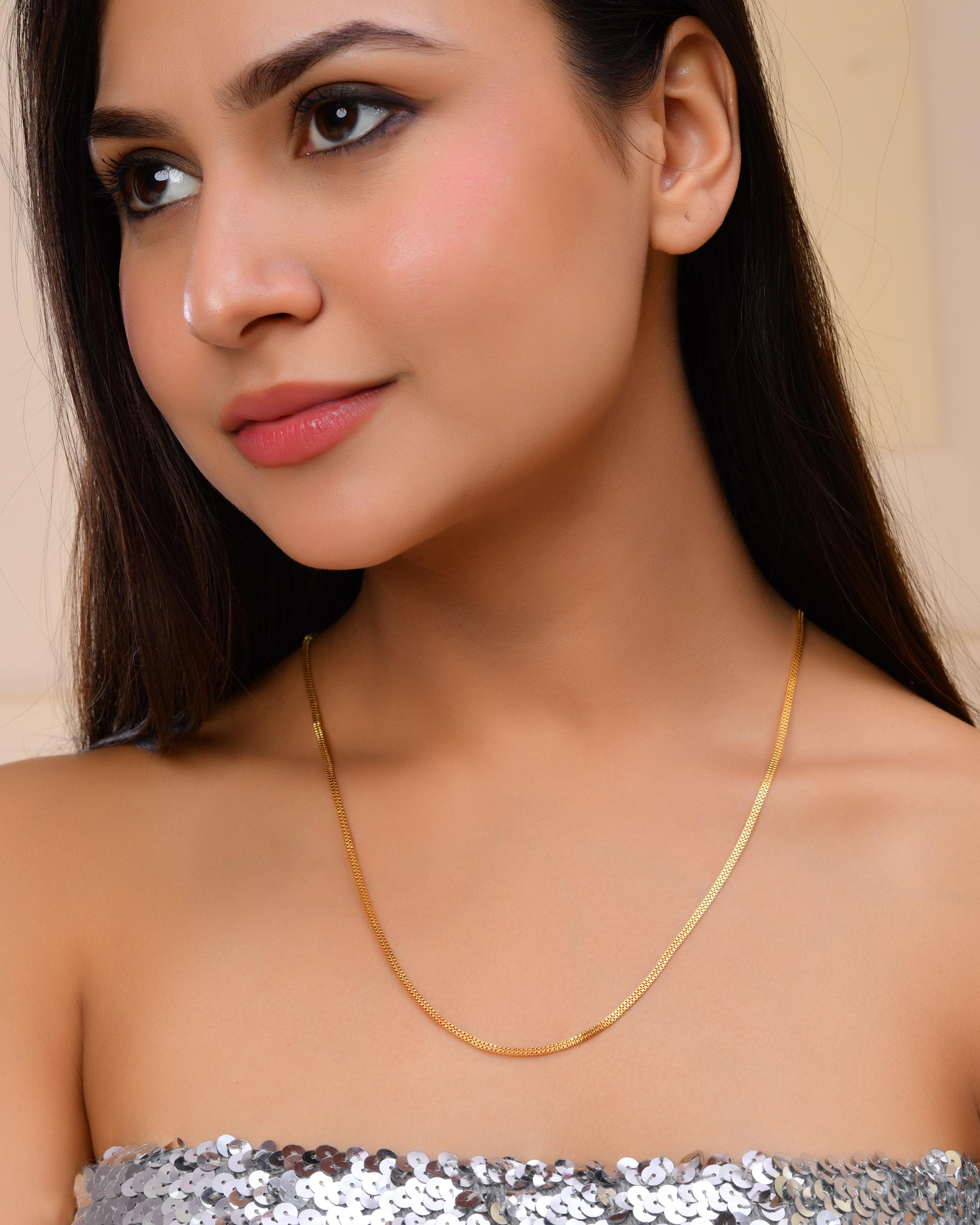 VOJ Gold-Polished Designer Box Women Chain - Distacart