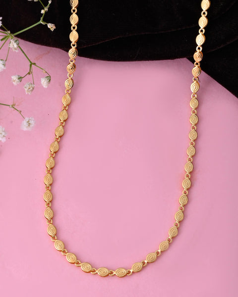 VOJ Gold-Polished Designer Oval Women Chain - Distacart