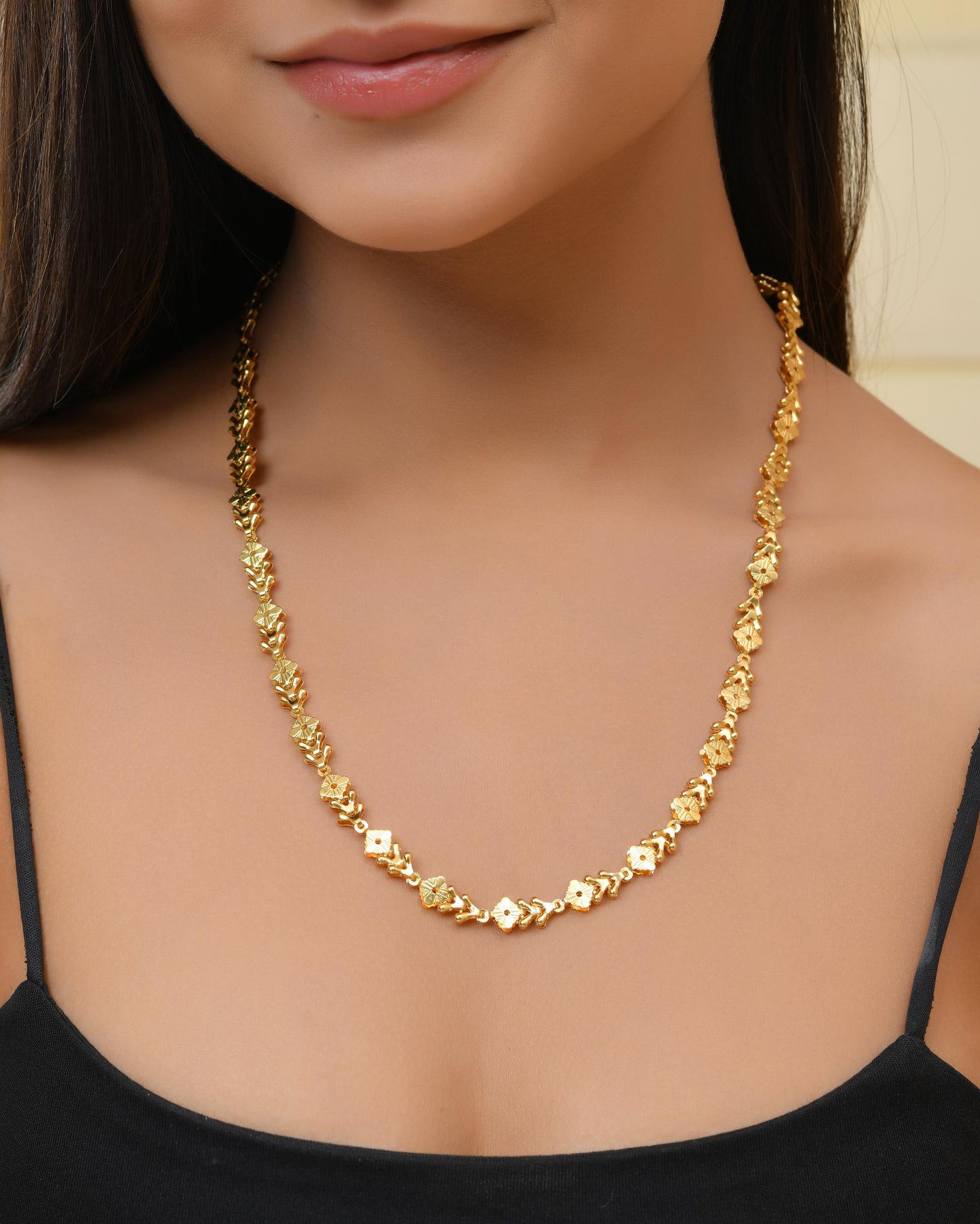 VOJ Gold-Polished Designer Square Women Chain - Distacart