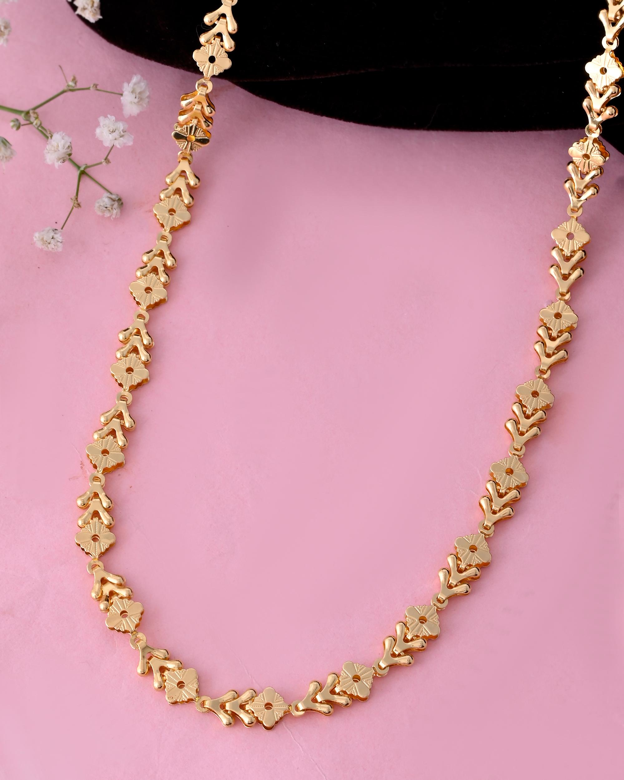 VOJ Gold-Polished Designer Square Women Chain - Distacart