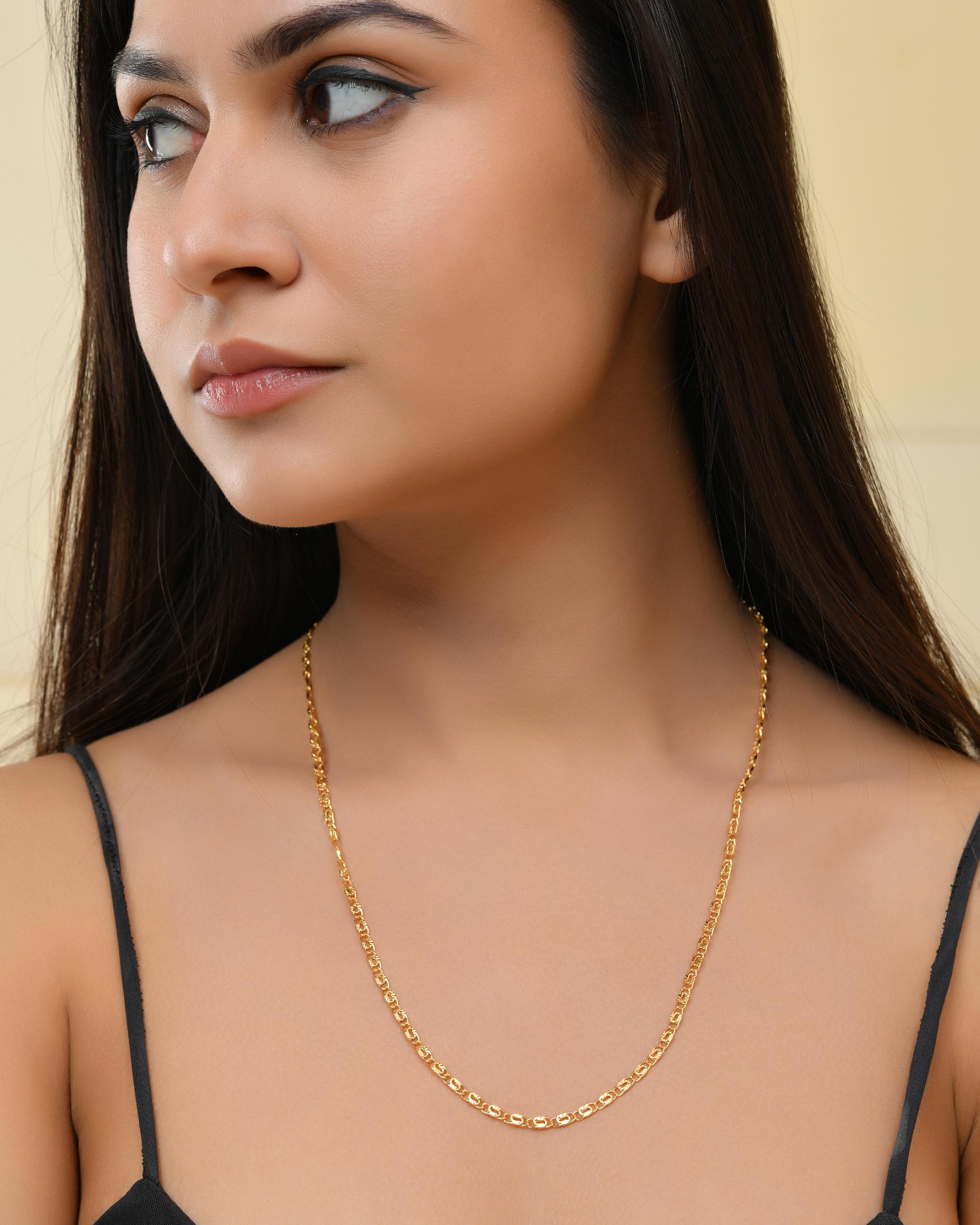 VOJ Gold-Polished Designer Women Chain - Distacart