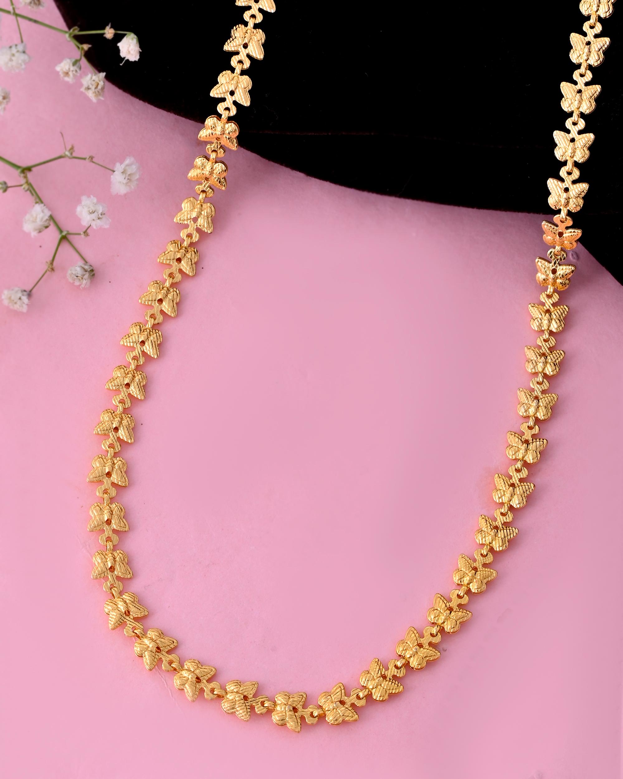 VOJ Gold-Polished Designer Butterfly Women Chain - Distacart