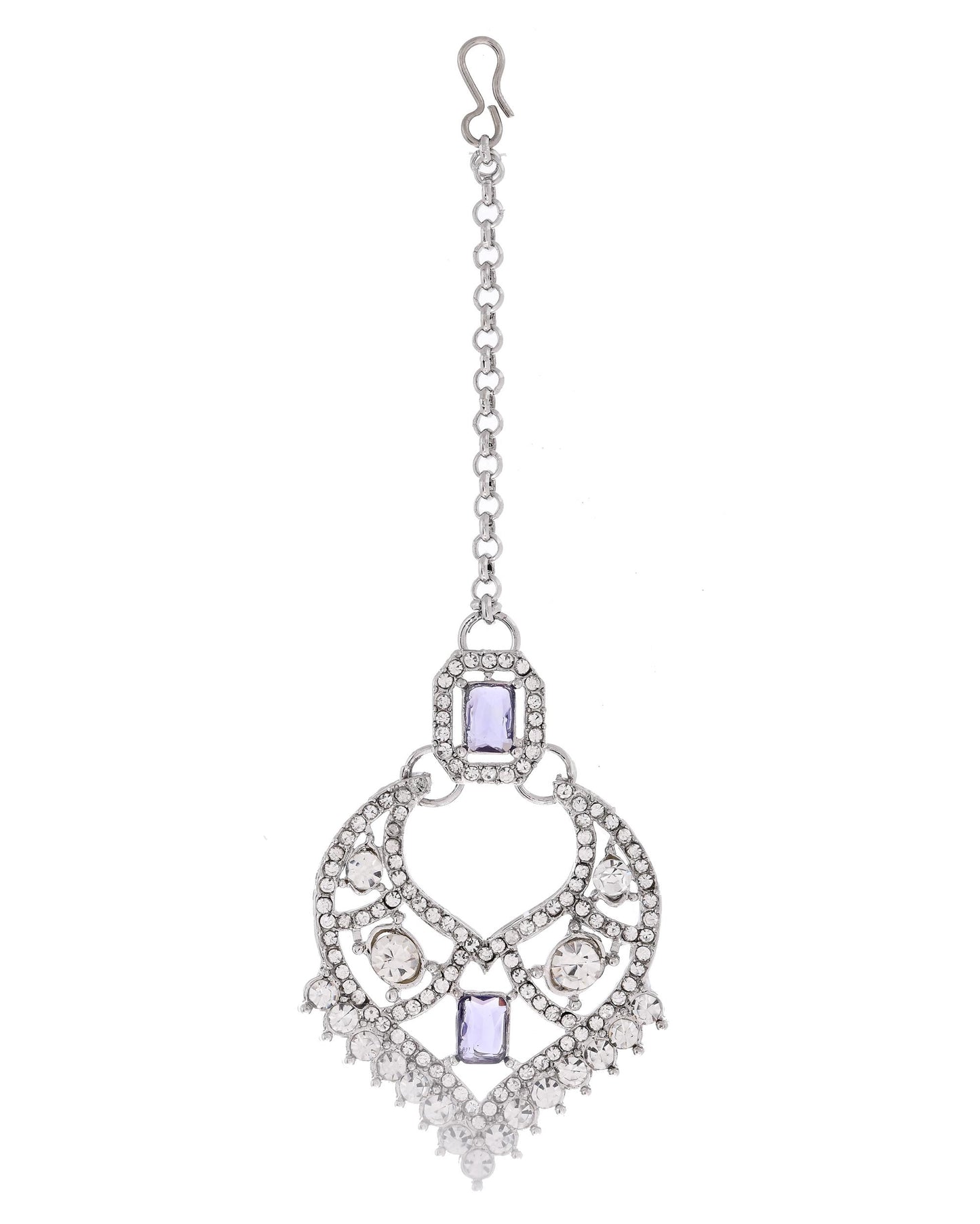 VOJ Silver-Plated American Diamond-Studded Jewellery Set - Distacart