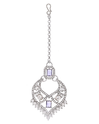 VOJ Silver-Plated American Diamond-Studded Jewellery Set - Distacart