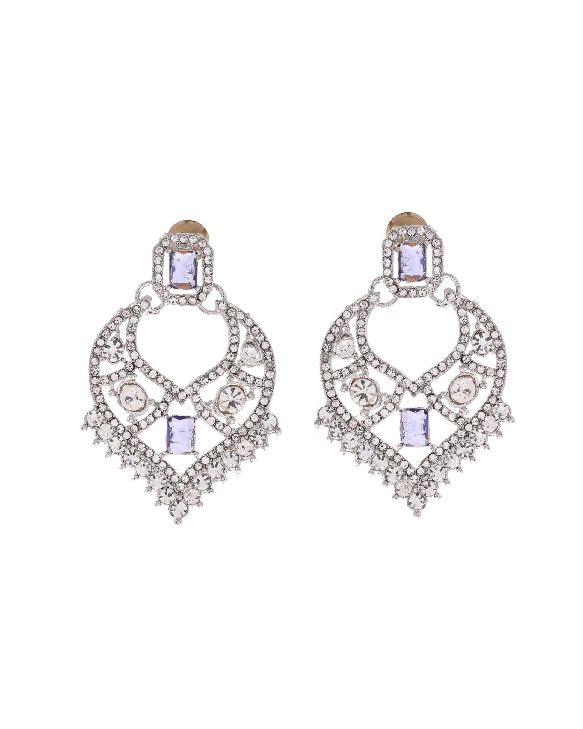 VOJ Silver-Plated American Diamond-Studded Jewellery Set - Distacart