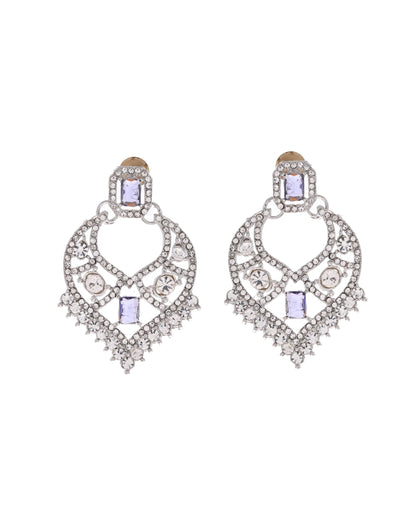VOJ Silver-Plated American Diamond-Studded Jewellery Set - Distacart