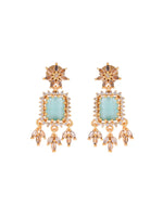 Thumbnail for VOJ Gold-Polished Ad-Studded Sea Green Stone Jewellery Set - Distacart