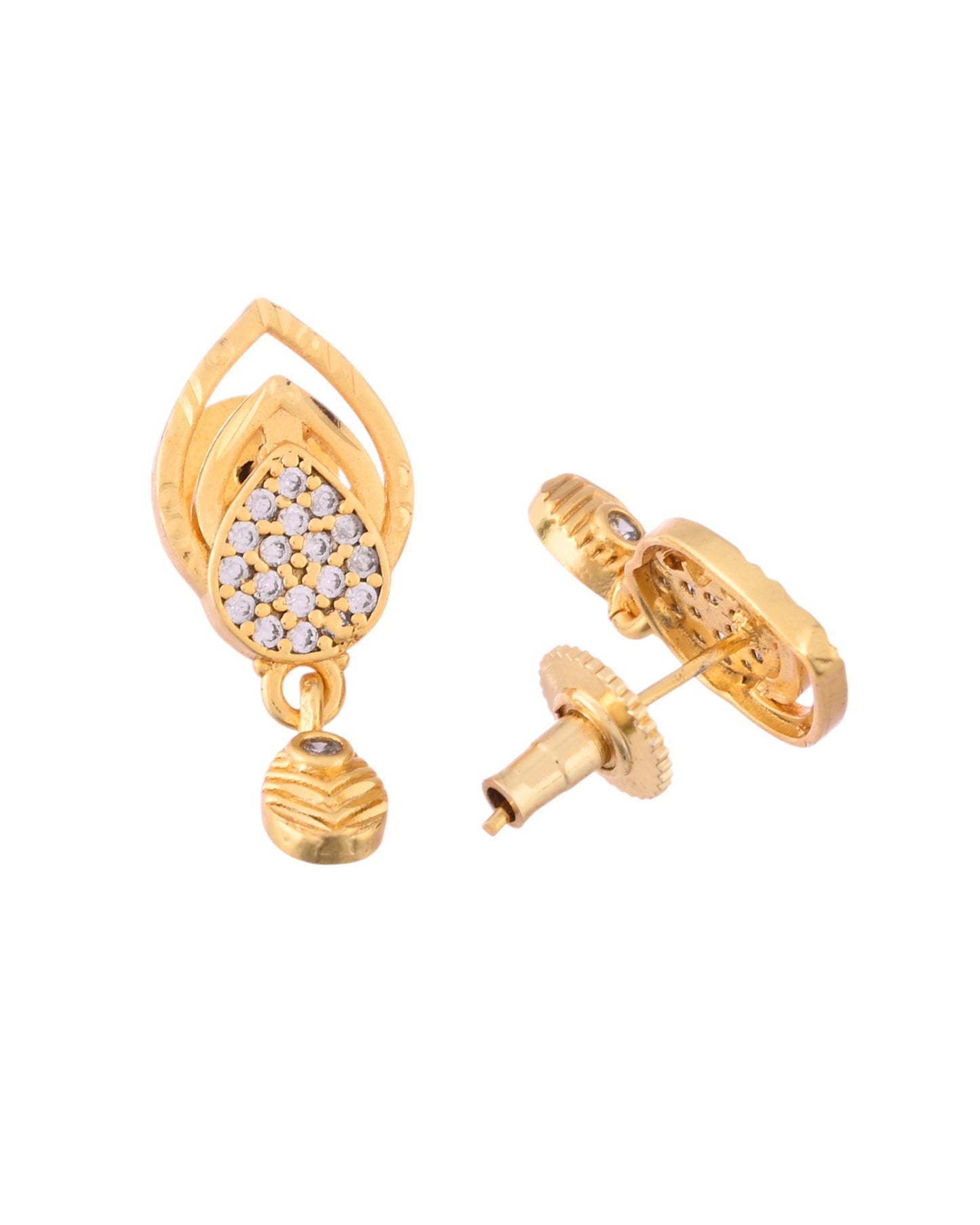 VOJ Gold-Polished AD Stone Studded Designer Chain Set - Distacart