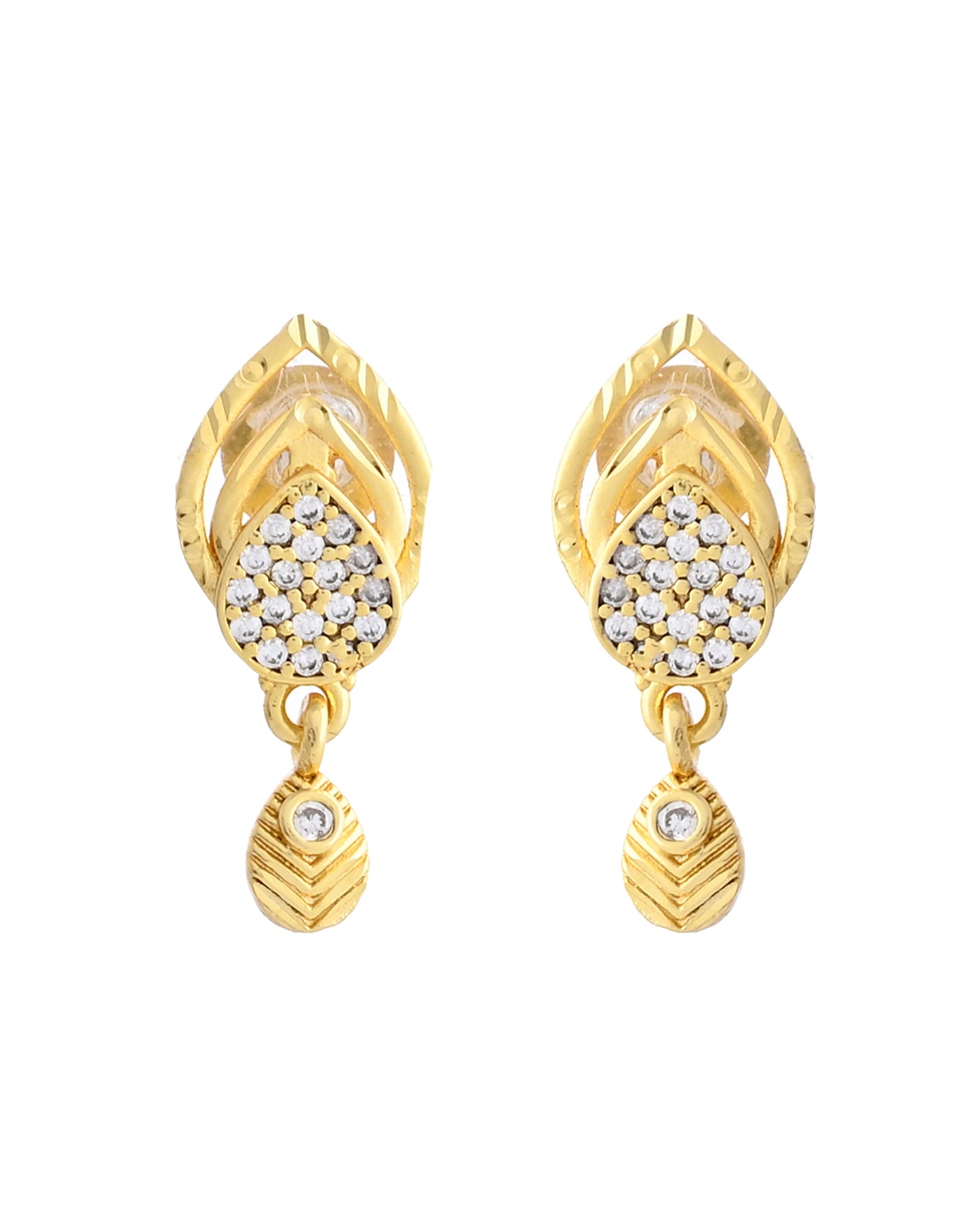 VOJ Gold-Polished AD Stone Studded Designer Chain Set - Distacart