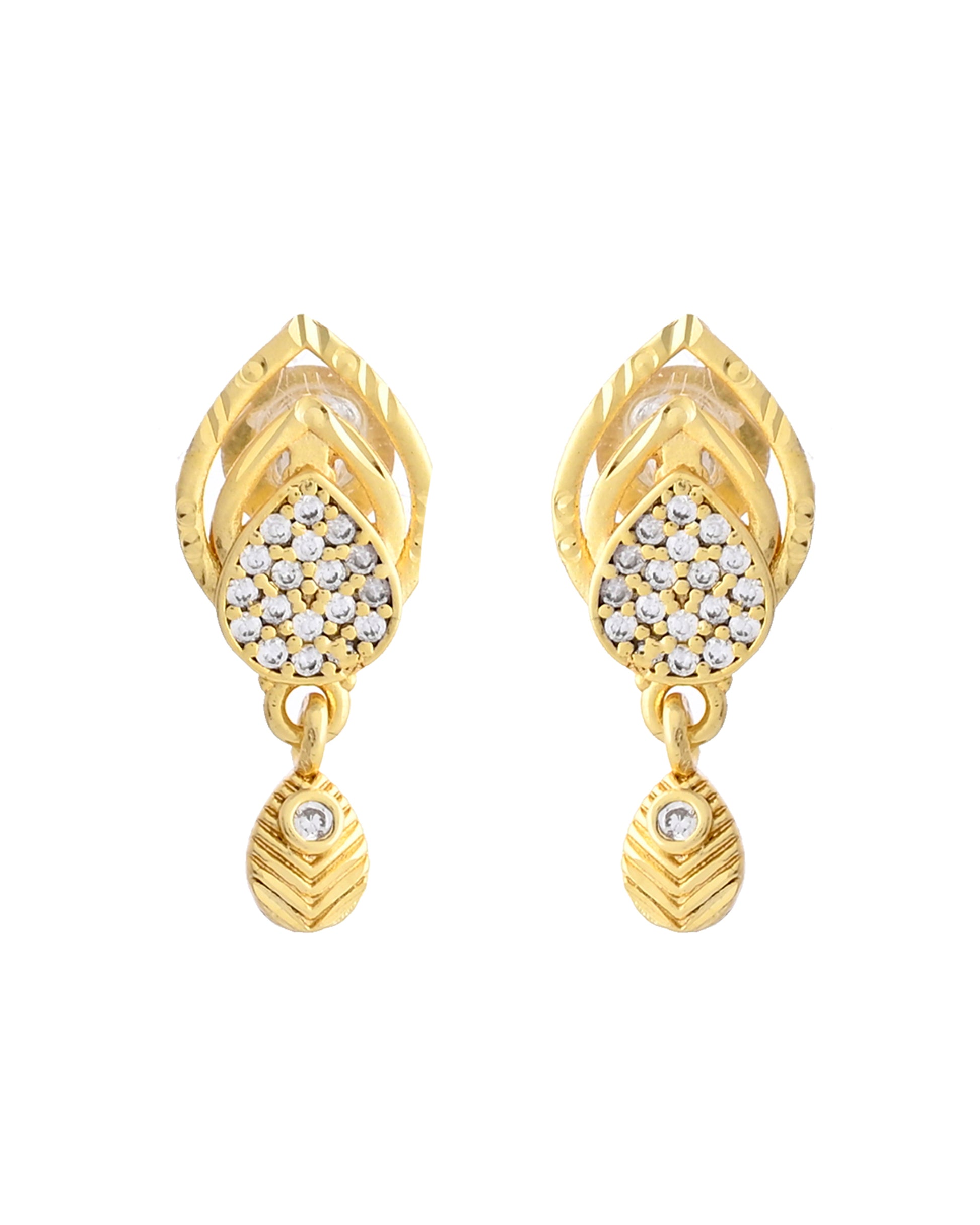 VOJ Gold-Polished AD Stone Studded Designer Chain Set - Distacart