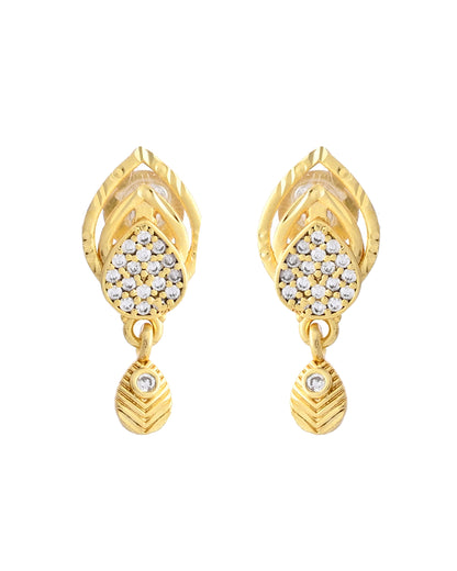 VOJ Gold-Polished AD Stone Studded Designer Chain Set - Distacart