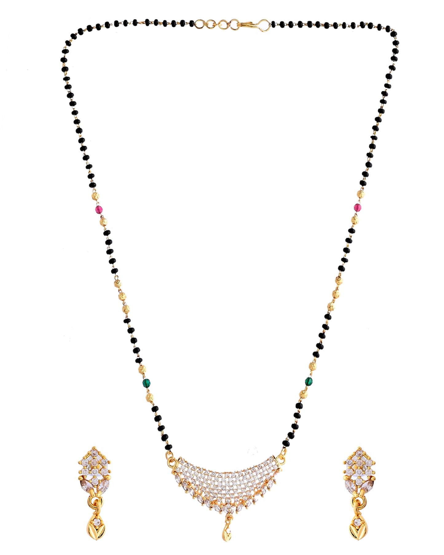 VOJ Gold-Polished AD Stone Studded MangalSutra Set - Distacart