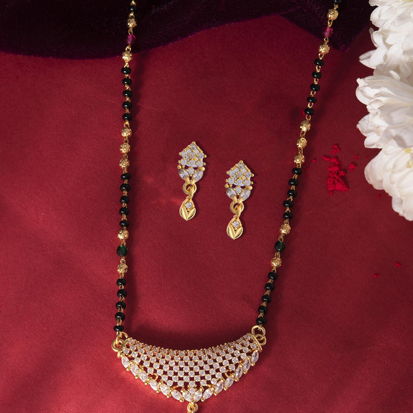 VOJ Gold-Polished AD Stone Studded MangalSutra Set - Distacart