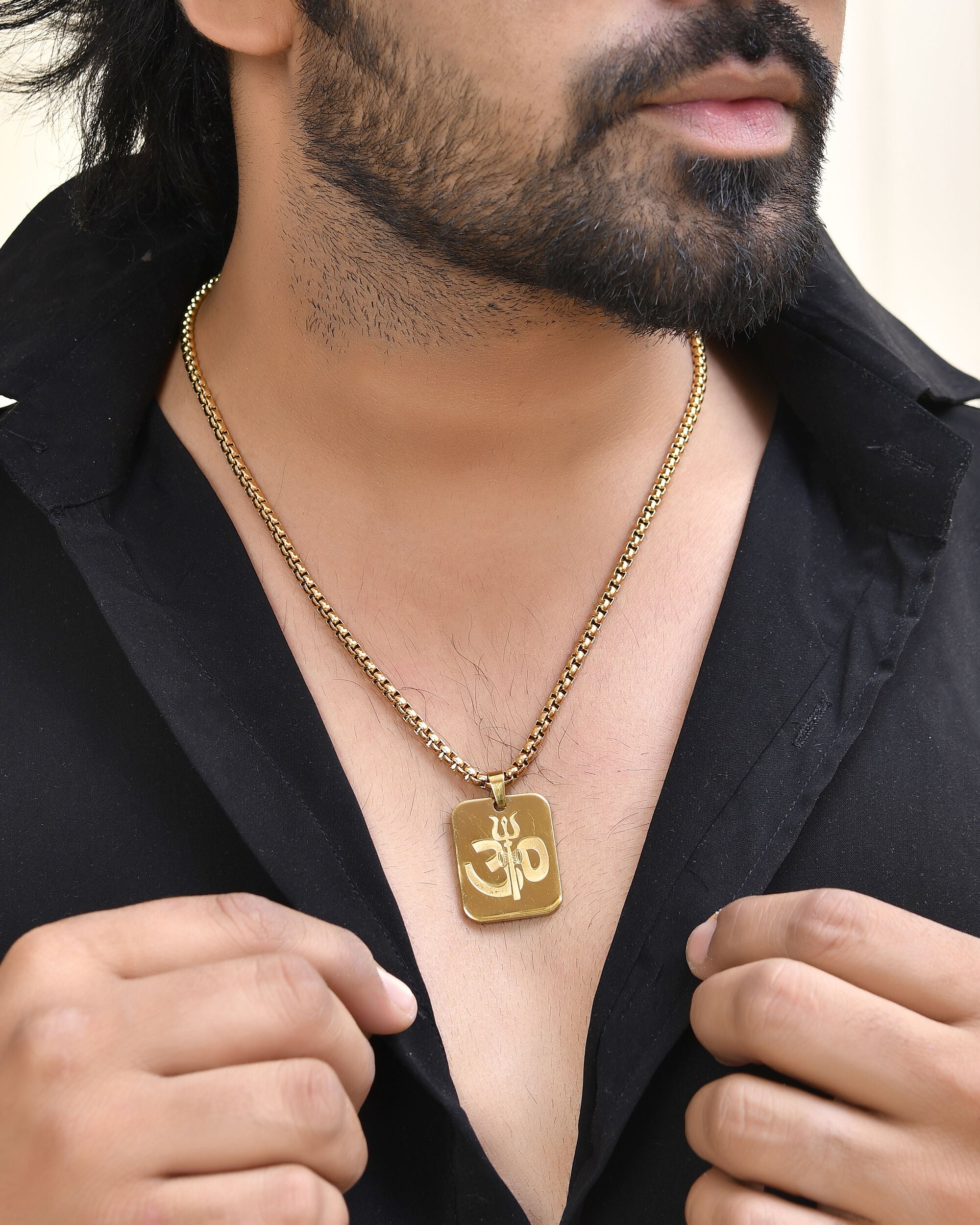 VOJ Gold Toned Men Chain With OM Pandent - Distacart