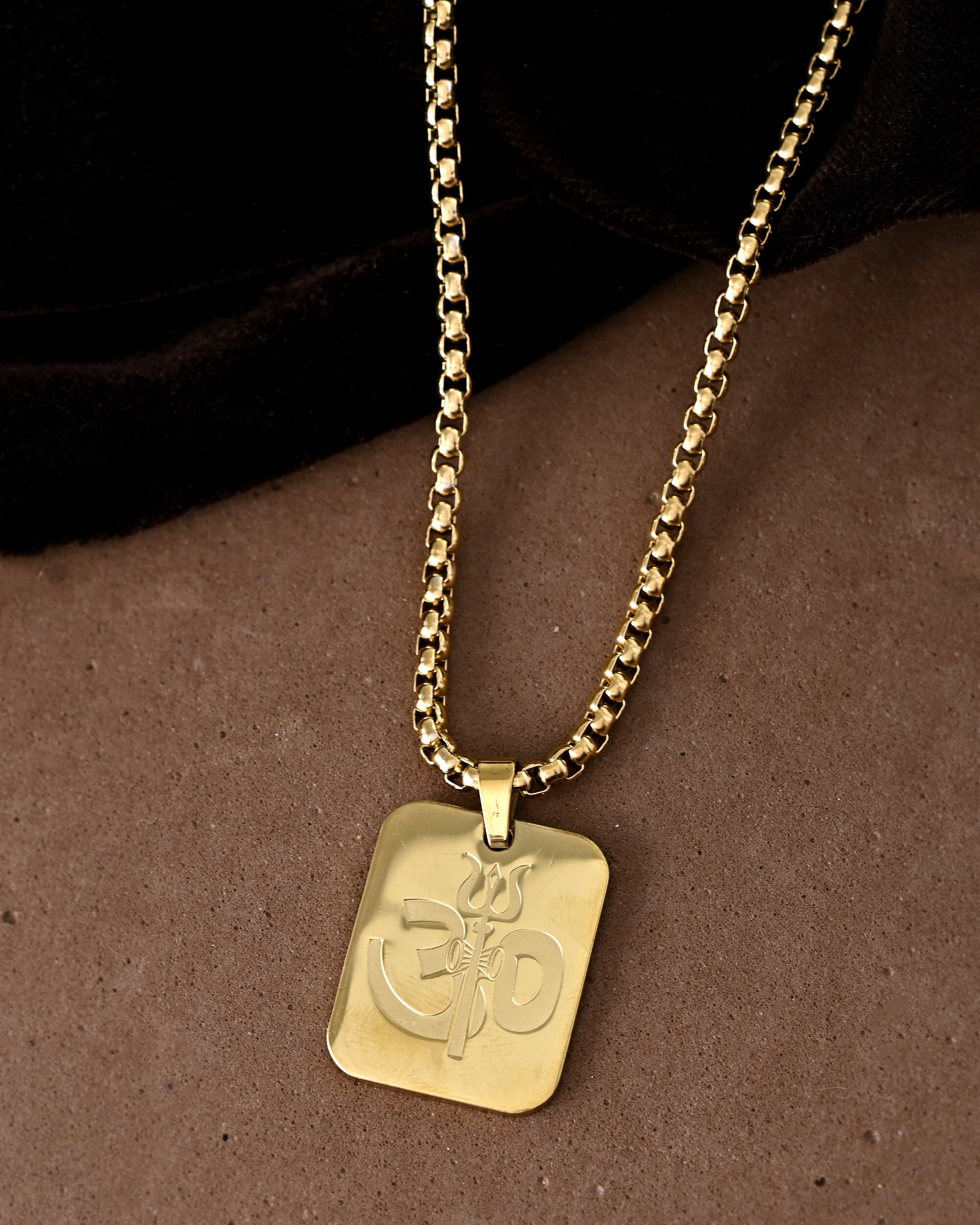 VOJ Gold Toned Men Chain With OM Pandent - Distacart