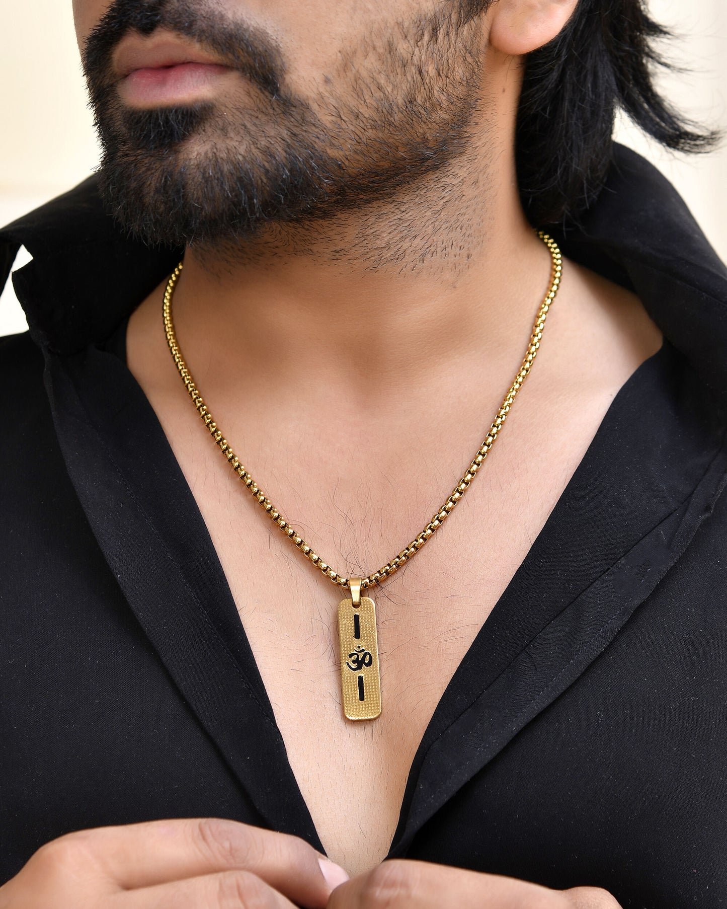 VOJ Men's Gold-Polished Chain With Pandent - Distacart