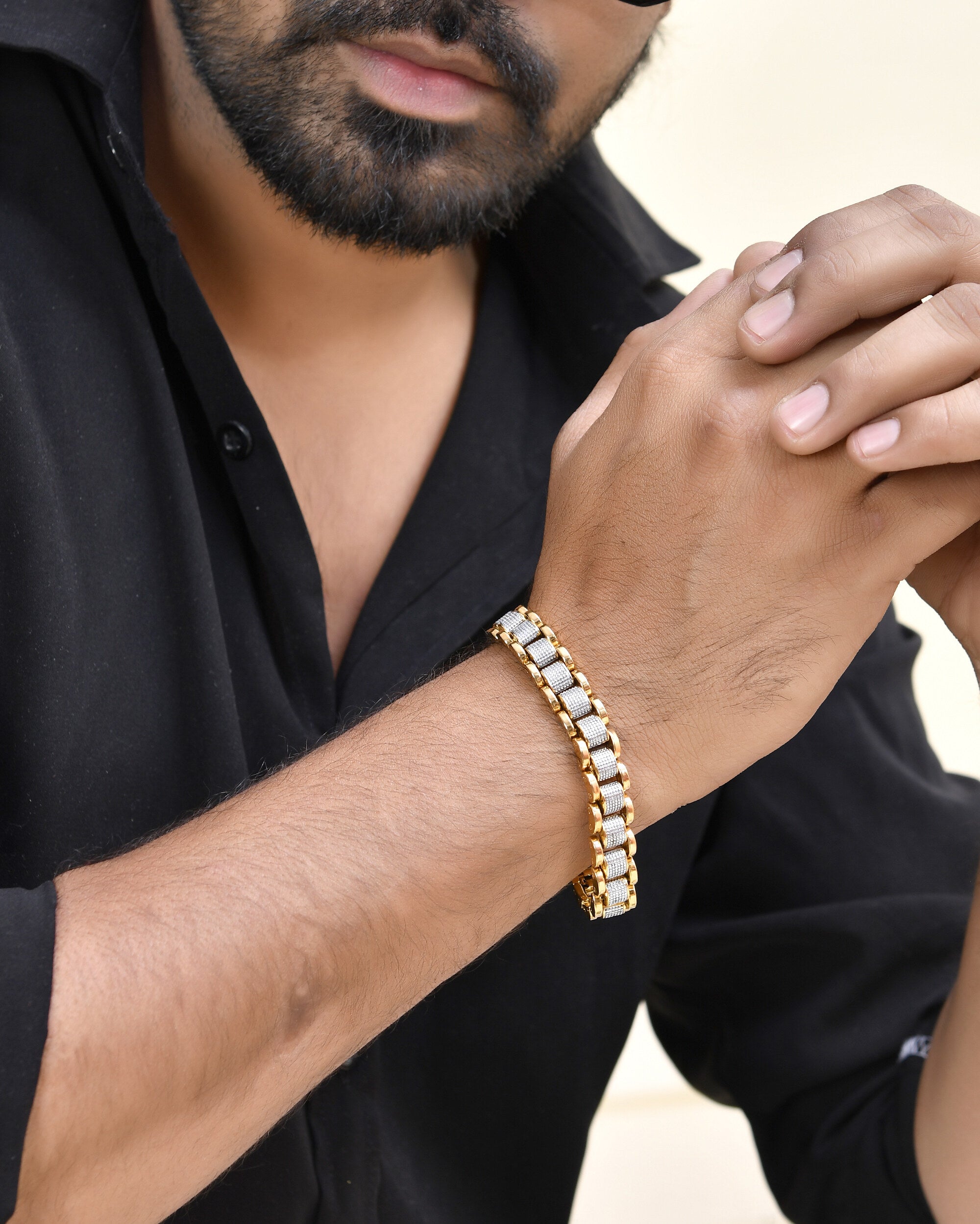 VOJ Men's Dual Toned Designer Bracelet - Distacart