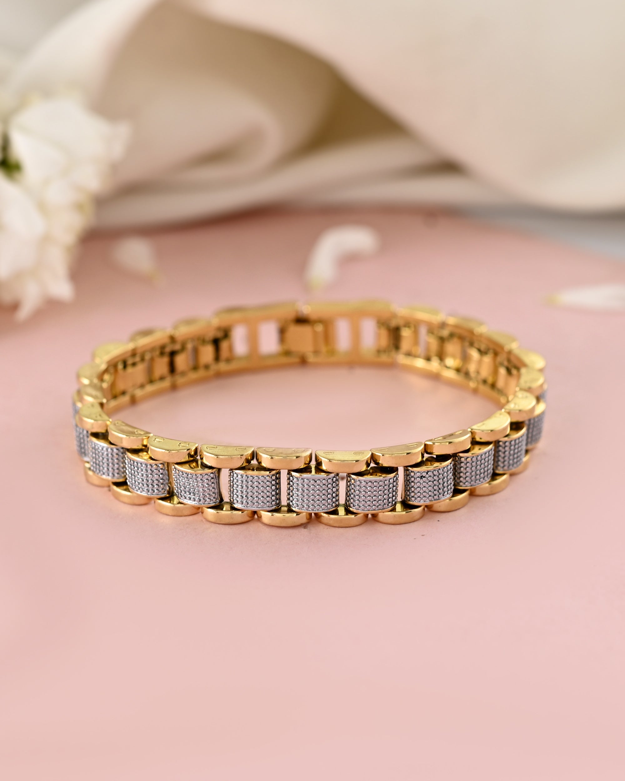 VOJ Men's Dual Toned Designer Bracelet - Distacart