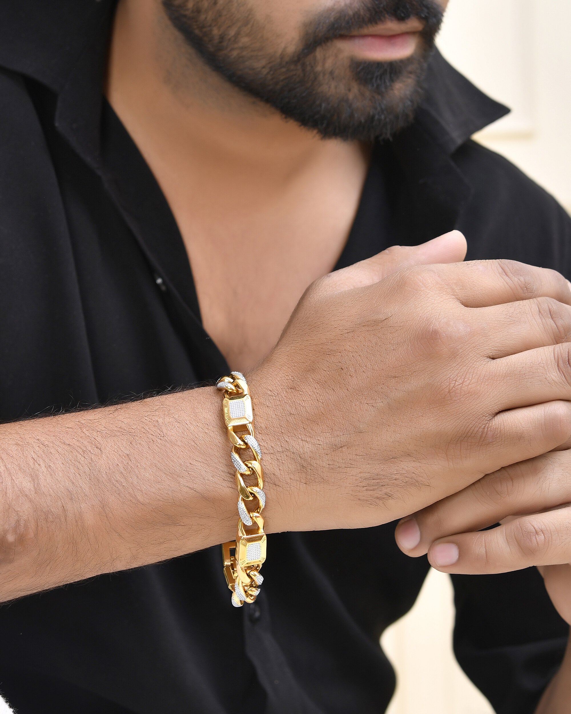 VOJ Dual Toned Men's Elgent Stylish Bracelet - Distacart