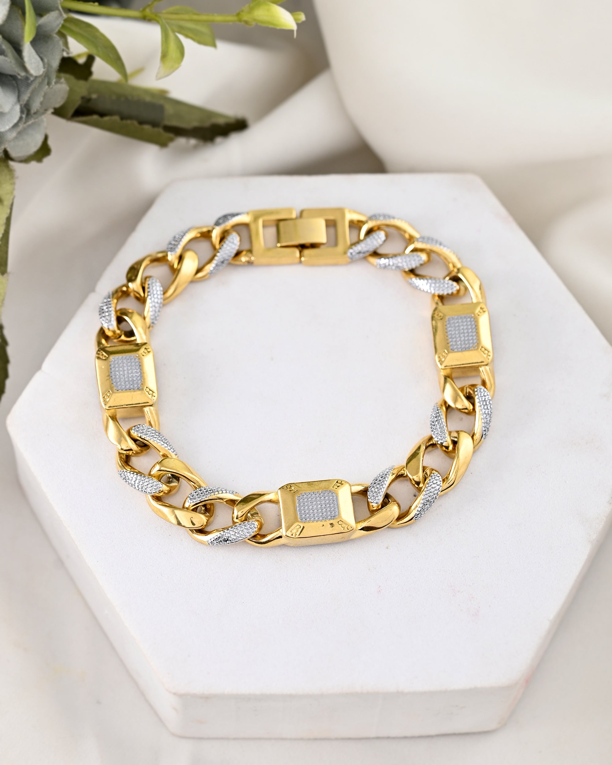 VOJ Dual Toned Men's Elgent Stylish Bracelet - Distacart