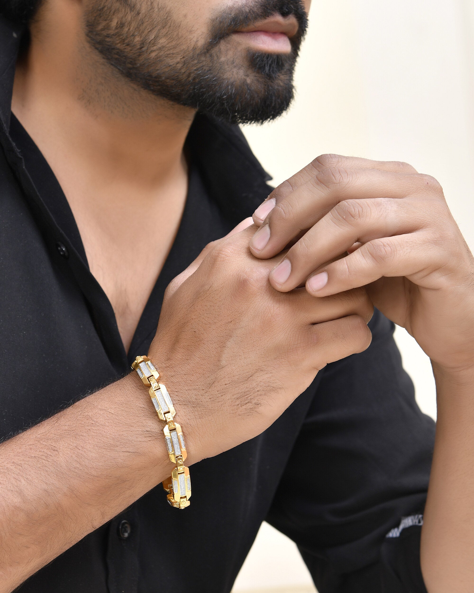 VOJ Men's Dual Toned Stylish Bracelet - Distacart