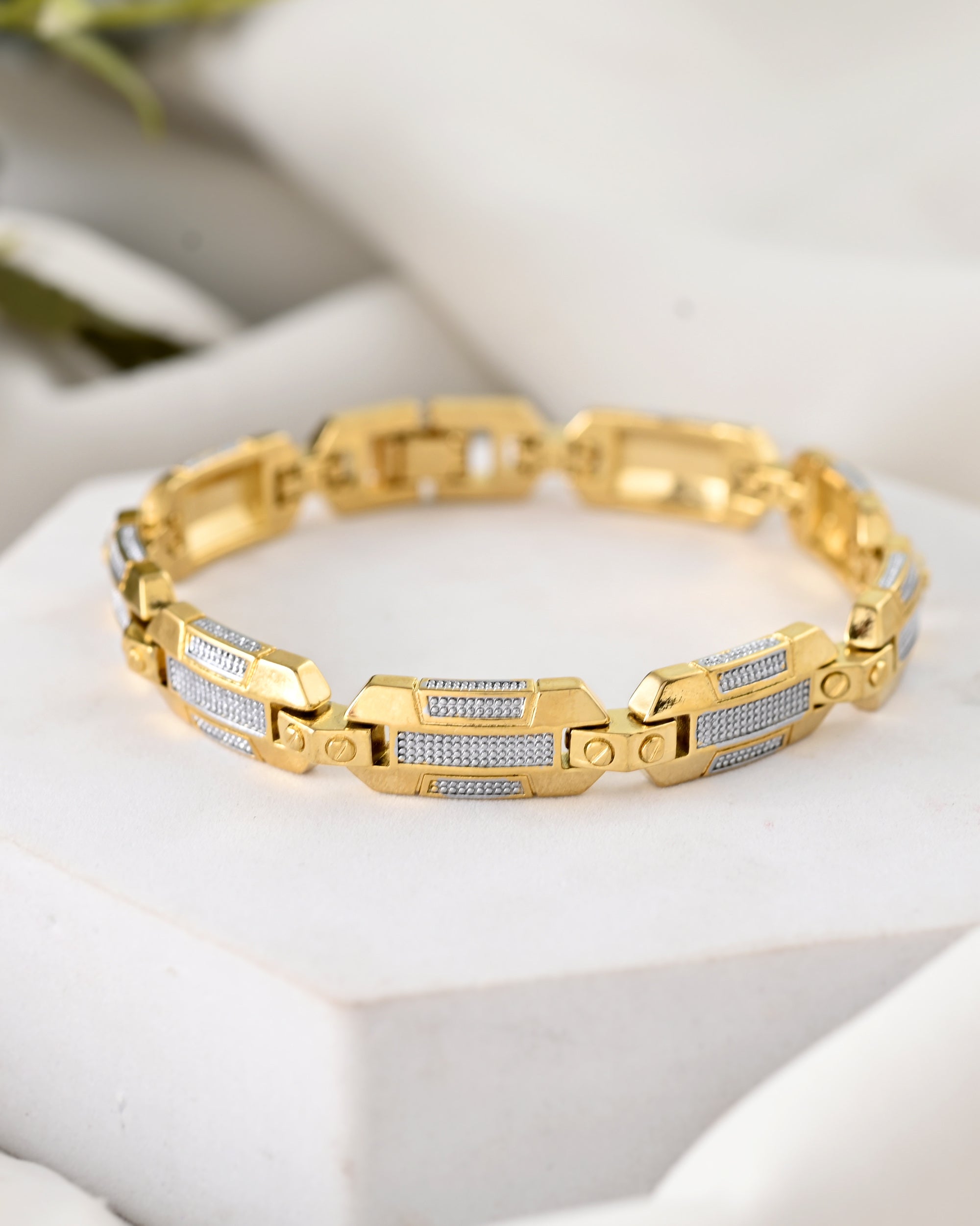 VOJ Men's Dual Toned Stylish Bracelet - Distacart