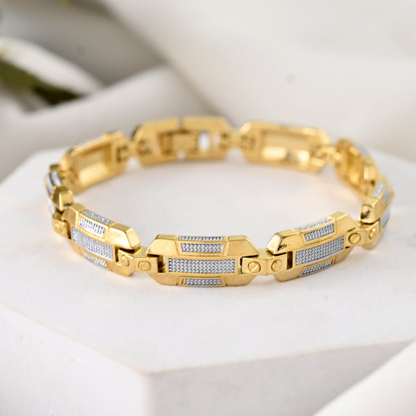 VOJ Men's Dual Toned Stylish Bracelet - Distacart